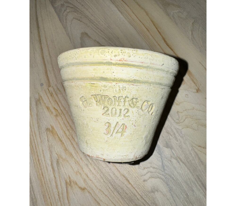 C. Wolff & Co 2012 3/4 Off White Clay Mini Terracotta Pot Decorative Flower RARE